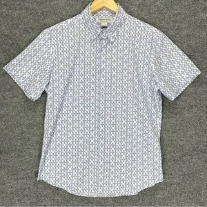 Mizzen + Main Shirt Mens M Trim Fit Blue White Paisley Print Stretch Performance